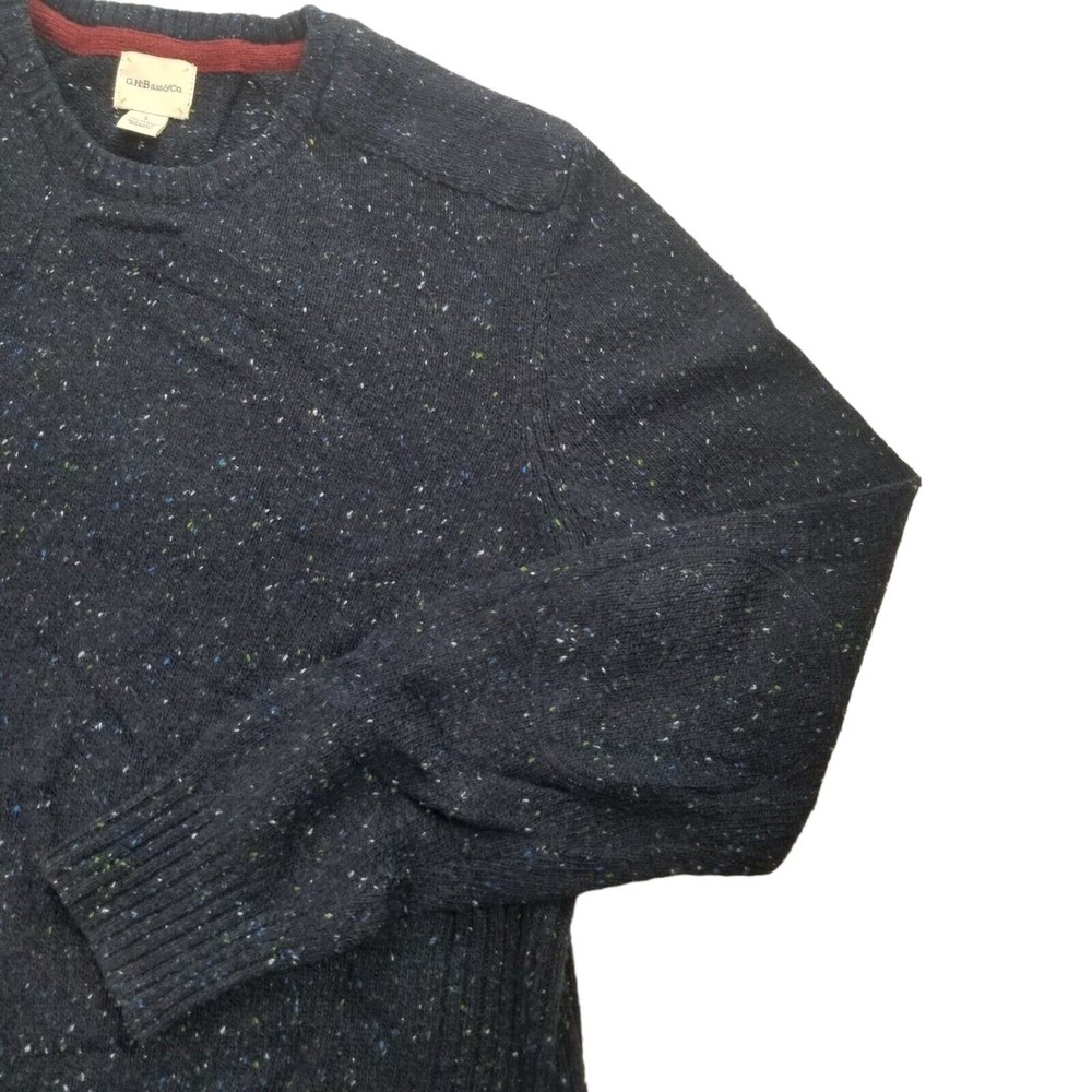 GH Bass Crewneck Sweater Mens L Acrylic Wool Grandpa Pullover Lightweight Blue - Picture 6 of 16